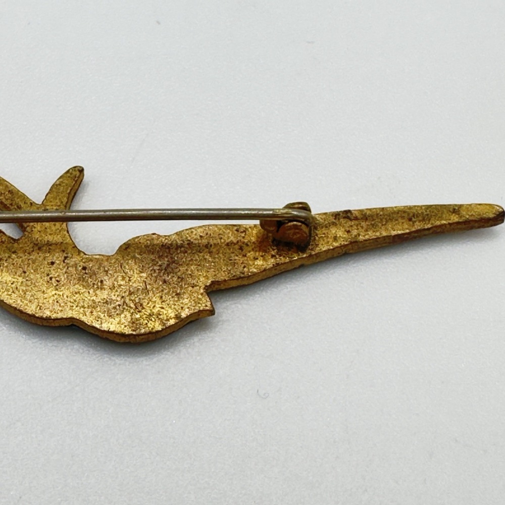 Antique Victorian Bluebird Swallow Pin Brooch Guilloche Enameled 2.5" - Picture 9 of 10